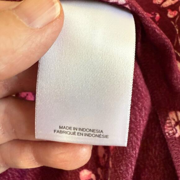 Express Dress Maxi Burgundy floral Splice Neckline M Cottagecore Bohemian - Picture 8 of 12